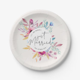 エレガントたった今結婚しました結婚 |紙プレート ペーパープレート