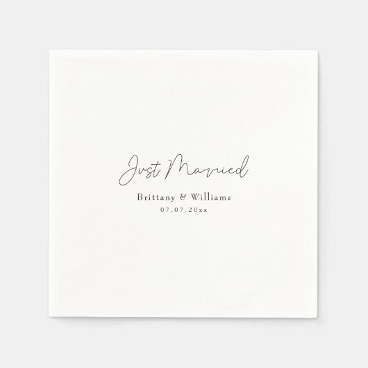 'エレガントたった今結婚しました'結婚s - パーソナライズされた スタンダードカクテルナプキン (正面)