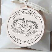 エレガントたった今結婚しました馬素朴国ウェディング ラウンドシール