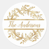 エレガントつる植物リーフリースファミリ名封筒用シール ラウンドシール (正面)