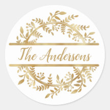 エレガントつる植物リーフリースファミリ名封筒用シール