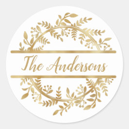 エレガントつる植物リーフリースファミリ名封筒用シール ラウンドシール