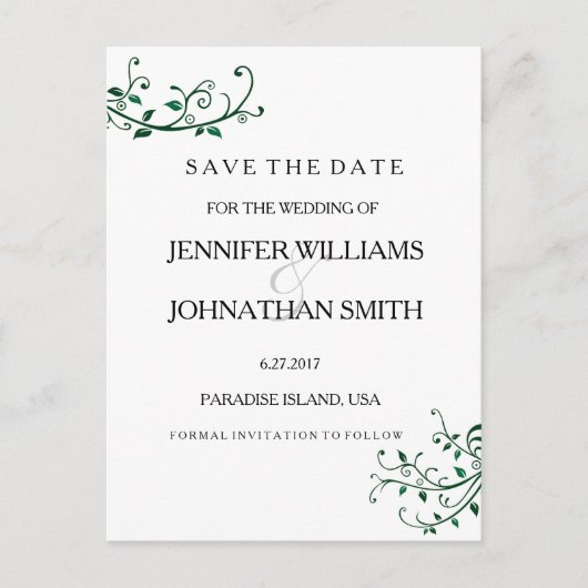 エレガントつる植物日付カードの保存 案内ポストカード (正面)