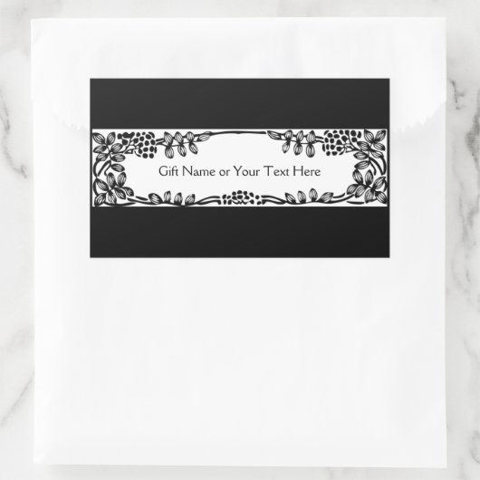 エレガントつる植物縁ど抱き枕またはすべての行事ブラック 長方形シール (バッグ)