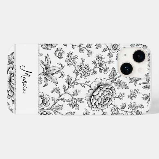 エレガントでおしゃれなオーダーメイドの花のイラスト Case-Mate iPhoneケース (裏面 (横))