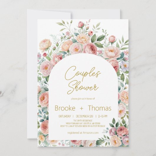 エレガントでおしゃれなカップルシャワーの招待状 招待状 (正面)