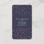 エレガントでおしゃれなカラフルなコンフェッティ 名刺 (裏面)