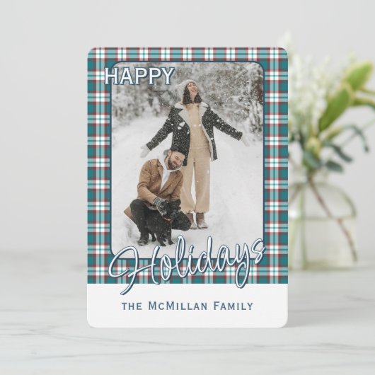 エレガントでおしゃれなクラシックなチェック柄 シーズンカード (スタンド正面)