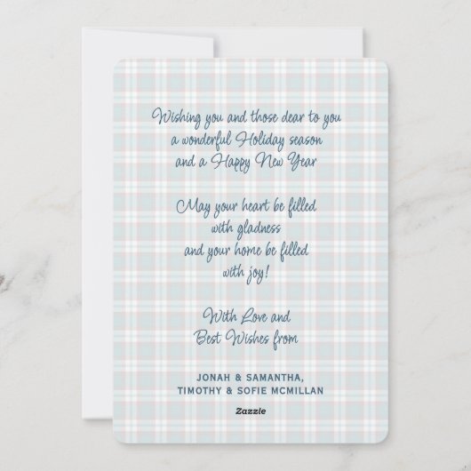 エレガントでおしゃれなクラシックなチェック柄 シーズンカード (裏面)