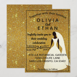 エレガントでおしゃれなクラシックなラスティックゴールドの結婚式招待状 招待状