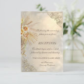 エレガントでおしゃれなゴールドボヘミアンフラワー結婚式披露宴 招待状 (スタンド正面)
