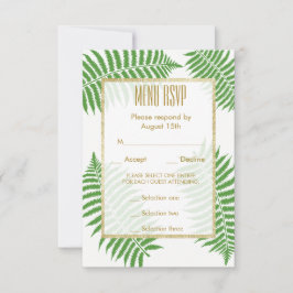 エレガントでおしゃれなシダの結婚式メニューRSVP 出欠カード
