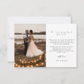 エレガントでおしゃれなスクリプトラブハートの感謝カード 招待状 (裏面)