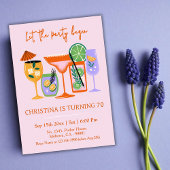 エレガントでおしゃれなトロピカルカクテル　70歳の誕生日 招待状