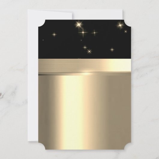 エレガントでおしゃれなブラックとゴールドのペイズリー柄の結婚前お披露目パーティー 招待状 (裏面)