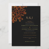 エレガントでおしゃれなブラックとゴールドの結婚式 招待状 (正面)