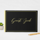 エレガントでおしゃれなブラック＆イエローのタイポグラフィー結婚式 ゲストブック