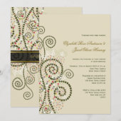 エレガントでおしゃれなボヘミアングリーンのスパイラル結婚式招待状 招待状 (正面/裏面)