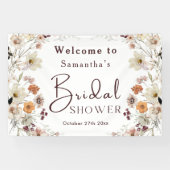 エレガントでおしゃれなボヘミアンワイルドフラワーのブライダルシャワー 横断幕 (横)