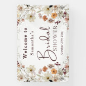 エレガントでおしゃれなボヘミアンワイルドフラワーのブライダルシャワー 横断幕 (縦)