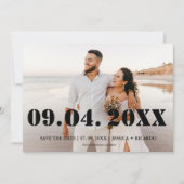 エレガントでおしゃれなボールドレターの結婚式「Save the Date」カード シーズンカード (正面)