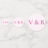 エレガントでおしゃれなモダンな花 ピンクの愛のハート ウェディング コンフェッティ (裏面)