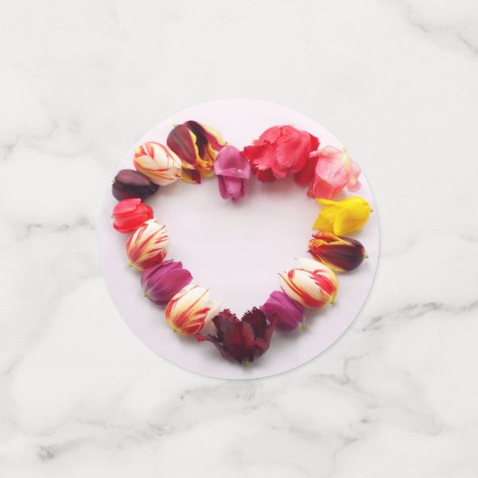 エレガントでおしゃれなモダンな花 ピンクの愛のハート ウェディング コンフェッティ (スモール正面)