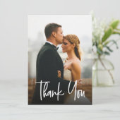エレガントでおしゃれなモダンウェディングフォト サンキューカード (スタンド正面)