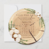 エレガントでおしゃれなラスティックウエディング 木製のSave the Date 招待状 (正面)