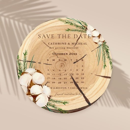 エレガントでおしゃれなラスティックウエディング 木製のSave the Date 招待状