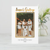 エレガントでおしゃれな偽のホイル写真の季節の挨拶 シーズンカード (スタンド正面)