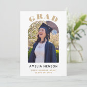 エレガントでおしゃれな卒業写真アーチ 卒業式 招待状 (スタンド正面)