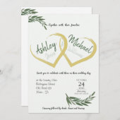 エレガントでおしゃれな水彩グリーンのウェディング招待状 招待状 (正面/裏面)