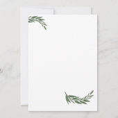 エレガントでおしゃれな水彩画のグリーン ウェディング 招待状 (裏面)