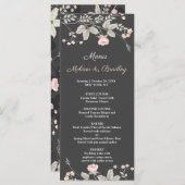 エレガントでおしゃれな水彩花柄のウェディングメニュー プログラム (正面/裏面)