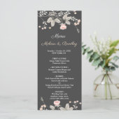 エレガントでおしゃれな水彩花柄のウェディングメニュー プログラム (スタンド正面)