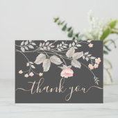 エレガントでおしゃれな水彩花柄の感謝カード 招待状 (スタンド正面)