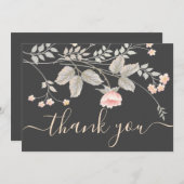 エレガントでおしゃれな水彩花柄の感謝カード 招待状 (正面/裏面)