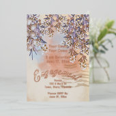 エレガントでおしゃれな花のエンゲージメント招待状 箔招待状 (立ち正面)