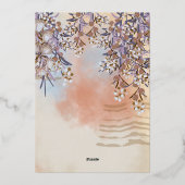 エレガントでおしゃれな花のエンゲージメント招待状 箔招待状 (裏面)