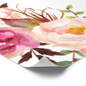 エレガントでおしゃれな花柄ゴールドフレーム ブライダルシャワー ポスター (角)