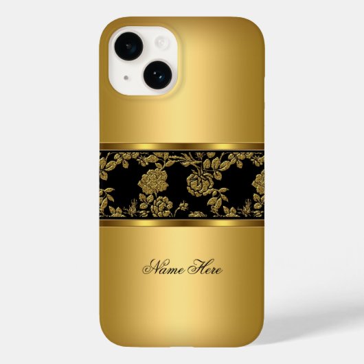エレガントでおしゃれな金の黒い花柄のiPhone Case-Mate iPhoneケース (裏面)