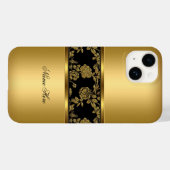 エレガントでおしゃれな金の黒い花柄のiPhone Case-Mate iPhoneケース (裏面 (横))