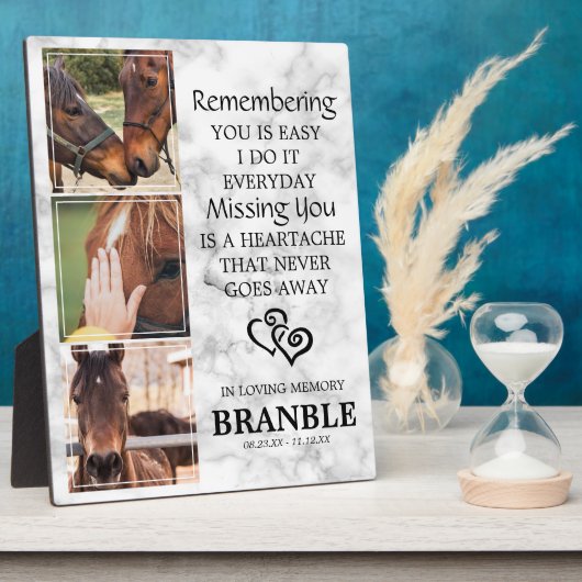 エレガントでおしゃれな馬のメモリアル写真コラージュプレート フォトプラーク (側面)