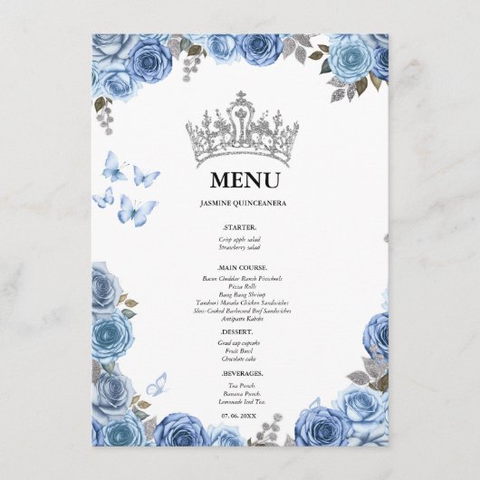 エレガントでおしゃれな カップルシャワー ブライダルシャワー メニュー (正面)