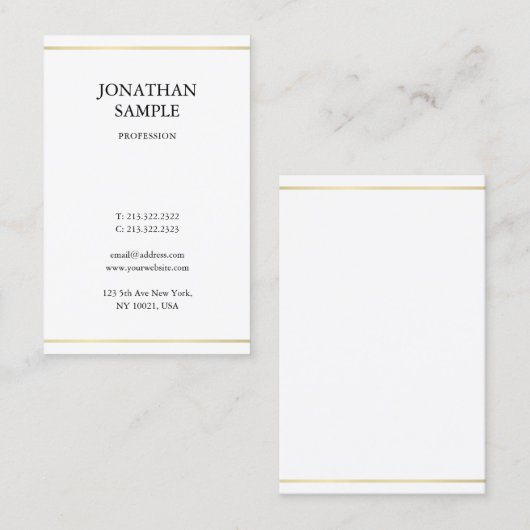 エレガントでお洒落なデザインのモダンな金ゴールドの一見のトレンディーの平野 名刺 (正面/裏面)