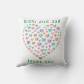 エレガントでかわいいカラフルなハートのパターンデザイン クッション (裏面)