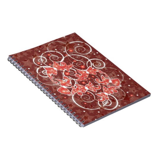 エレガントでかわいいクリスマスのリボンと星 ノートブック (右側)