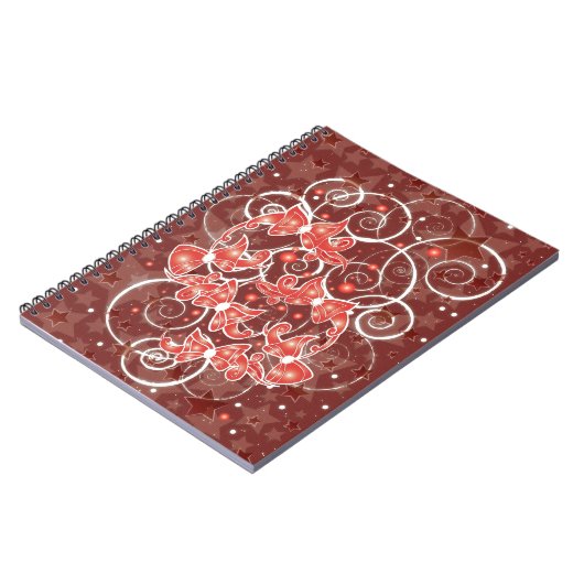 エレガントでかわいいクリスマスのリボンと星 ノートブック (左側)