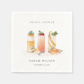 エレガントでかわいいフルーツカクテルオレンジの結婚前お茶会 スタンダードカクテルナプキン (正面)